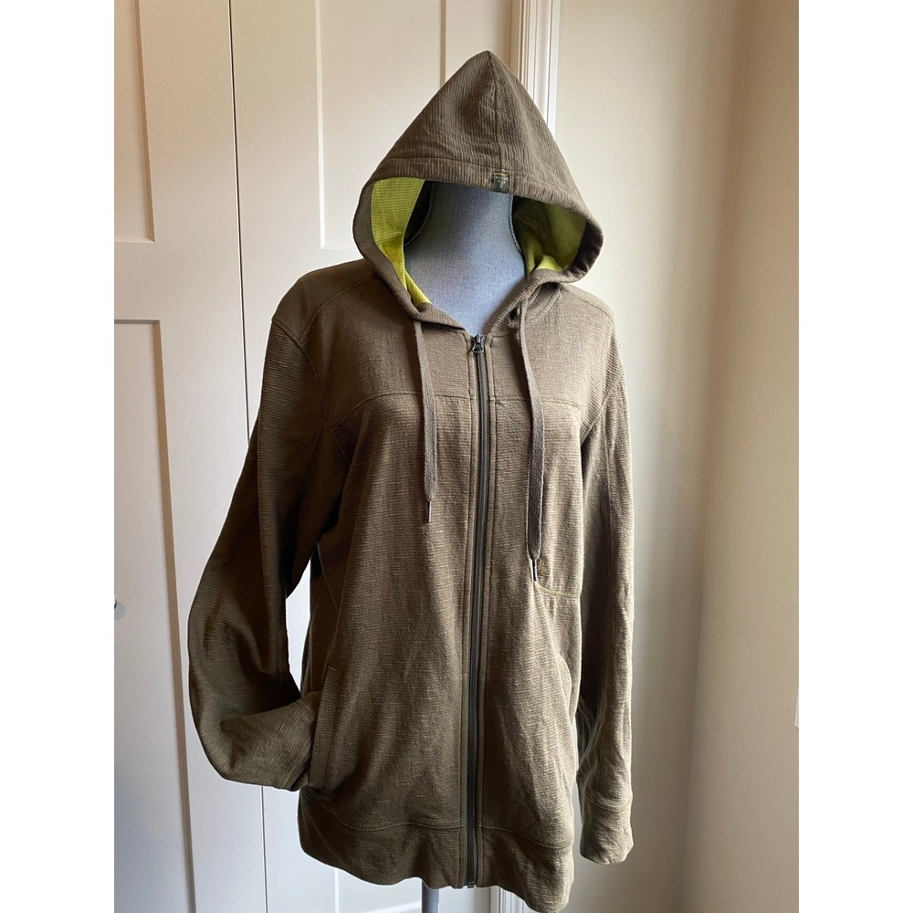 PrAna Hoodie Sweatshirt Women Medium Green Cotton s56